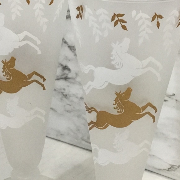 1950's Pilsner Glasses by Libbey Frosted Horses, Set of 2 - Picture 6 of 12